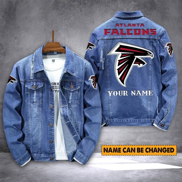 Atlanta Falcons Stylish Denim Coat Turndown Collar Jean Jacket NRTDJ014 - Image 2