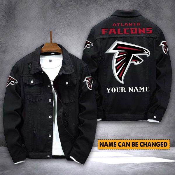 Atlanta Falcons Stylish Denim Coat Turndown Collar Jean Jacket NRTDJ014