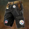 Pittsburgh Steelers Men's Wrangler Stretch Cargo Short (Belt Not Included) NRTMCS027