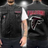 Atlanta Falcons Button Casual Leather Vest Jacket NRTVESTLJ111