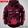 Kansas City Chiefs Multi Pockets Men Hooded Jackets Outdoor Half Zipper NRTVMHD395