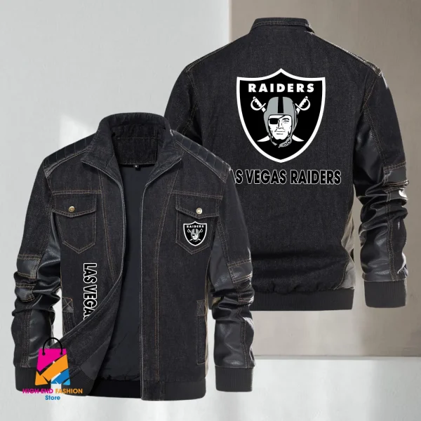 Las Vegas Raiders Leather and Denim Jacket S9LDJ017