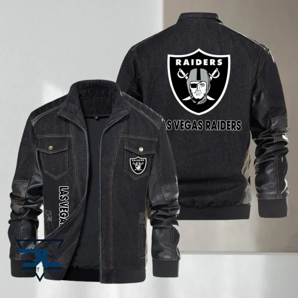 Las Vegas Raiders Leather and Denim Jacket S9LDJ017 - Image 3