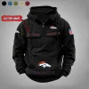 Denver Broncos Multi Pockets Men Hooded Jackets Outdoor Half Zipper NRTVMHD019