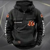 Cincinnati Bengals Multi Pockets Men Hooded Jackets Outdoor Half Zipper NRTVMHD038