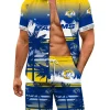 Los Angeles Rams Short Sleeves Button Up Hawaiian Shirt and Shorts Summer Set NRTHWS226