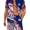 New York Giants Short Sleeves Button Up Hawaiian Shirt and Shorts Summer Set NRTHWS279