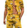Pittsburgh Steelers Short Sleeves Button Up Hawaiian Shirt and Shorts Summer Set NRTHWS305