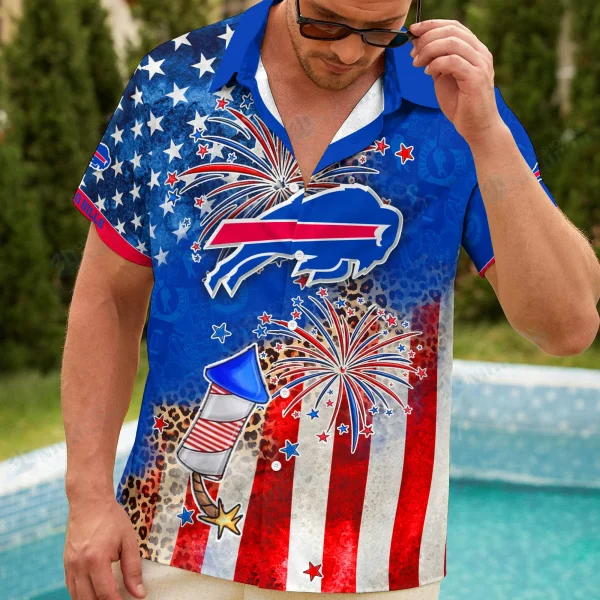 Buffalo Bills Independence Day Short Sleeves Button Up Hawaiian Shirt NRTHWS474 - Image 3