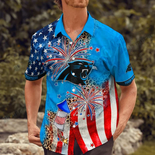 Carolina Panthers Independence Day Short Sleeves Button Up Hawaiian Shirt NRTHWS475 - Image 2