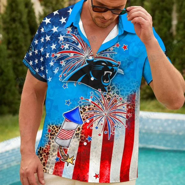 Carolina Panthers Independence Day Short Sleeves Button Up Hawaiian Shirt NRTHWS475 - Image 3