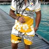 Pittsburgh Steelers Men's Tracksuit Casual Zipper Collar Polo Shirt And Shorts NRTPLZ107