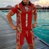 San Francisco 49ers Men's Tracksuit Casual Zipper Collar Polo Shirt And Shorts NRTPLZ370