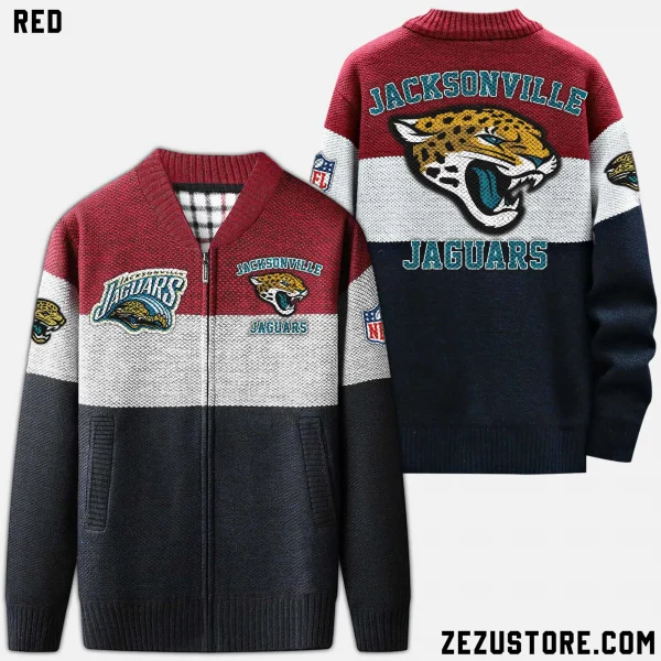 Jacksonville Jaguars NFL V-Neck Cable-Knit Cardigan NRTCSC015 - Image 2