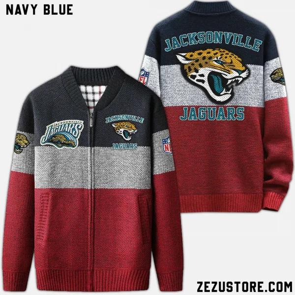 Jacksonville Jaguars NFL V-Neck Cable-Knit Cardigan NRTCSC015 - Image 4