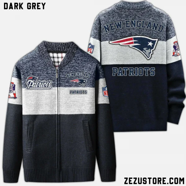 New England Patriots NFL V-Neck Cable-Knit Cardigan NRTCSC022 - Image 3