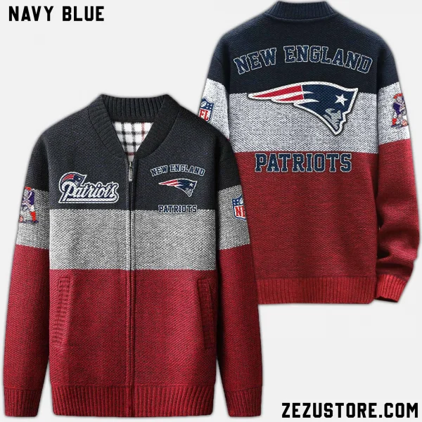 New England Patriots NFL V-Neck Cable-Knit Cardigan NRTCSC022 - Image 4