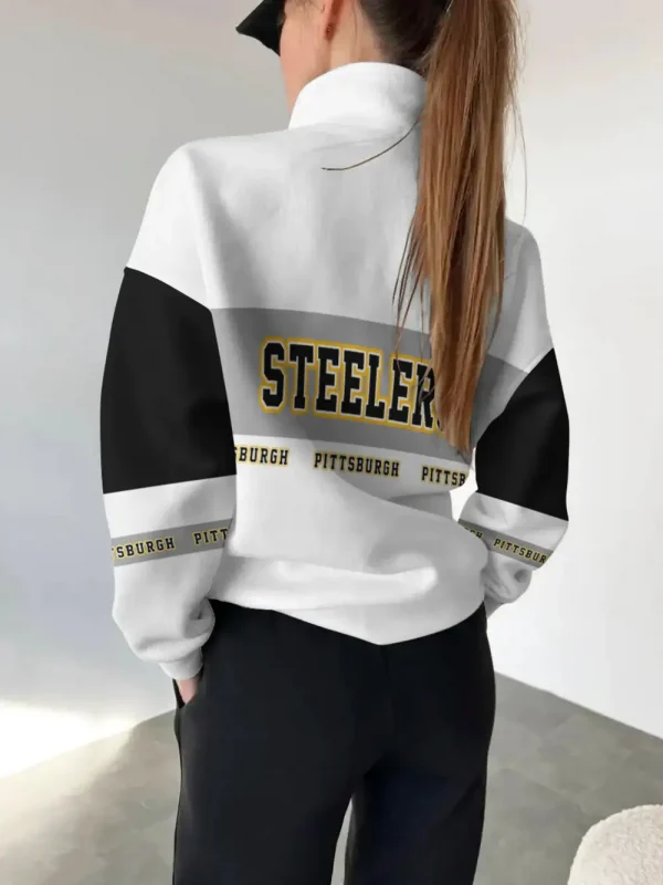 Pittsburgh Steelers New Design Casual Snap Mockneck Pullover Sweatshirt SPTCSMPS026 - Image 2