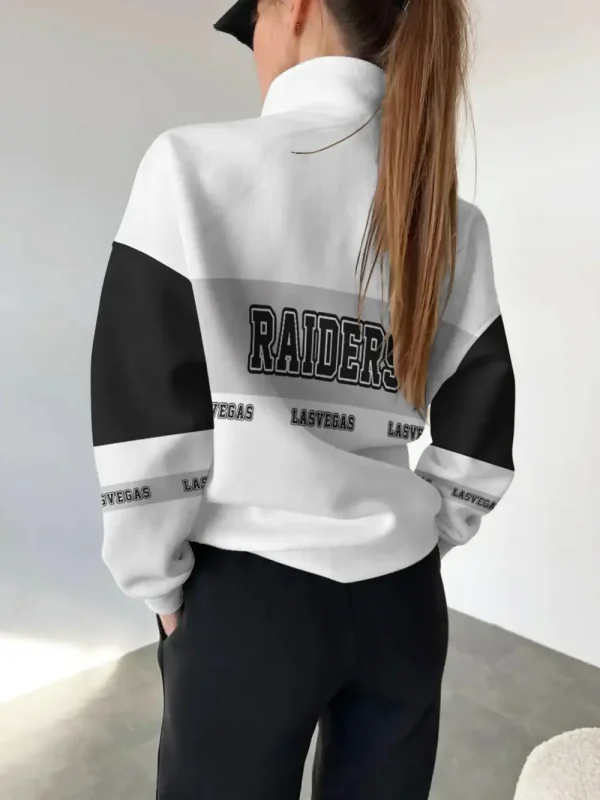 Las Vegas Raiders New Design Casual Snap Mockneck Pullover Sweatshirt SPTCSMPS076 - Image 2