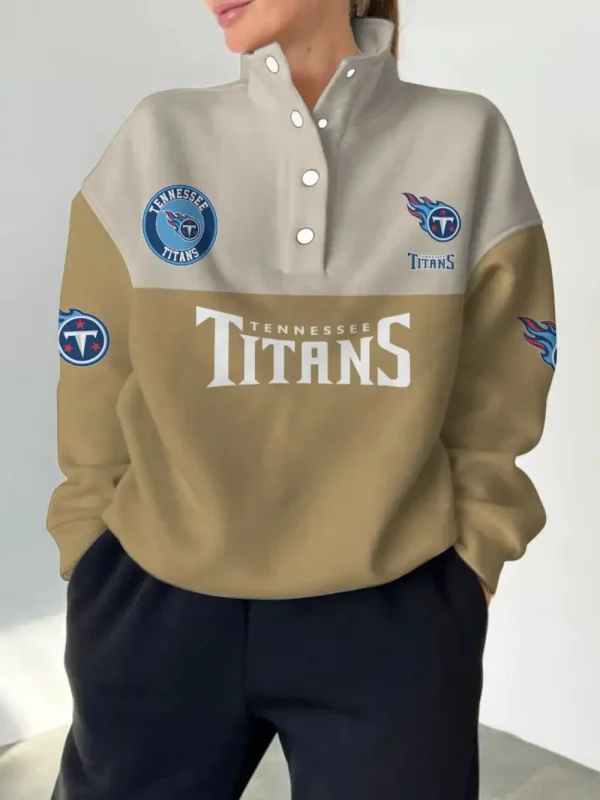 Tennessee Titans New Design Casual Snap Mockneck Pullover Sweatshirt SPTCSMPS079