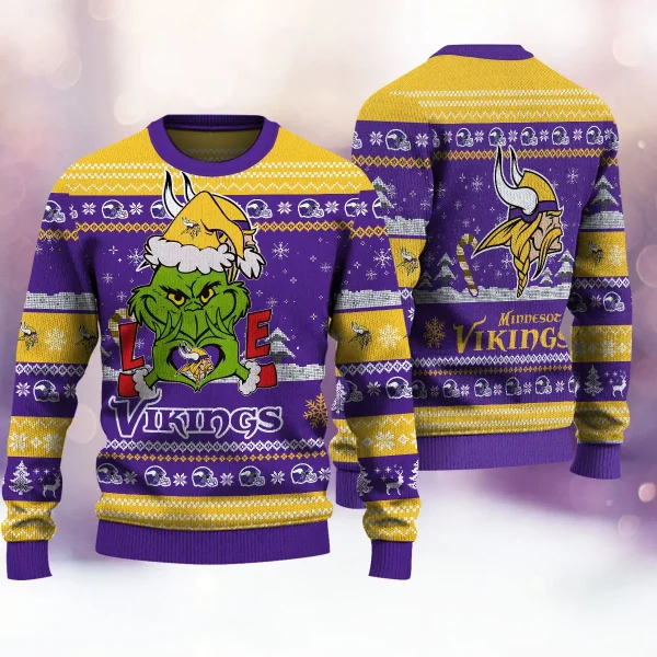 Minnesota Vikings NFL Grinch Love Knitted Sweater BGSWT992