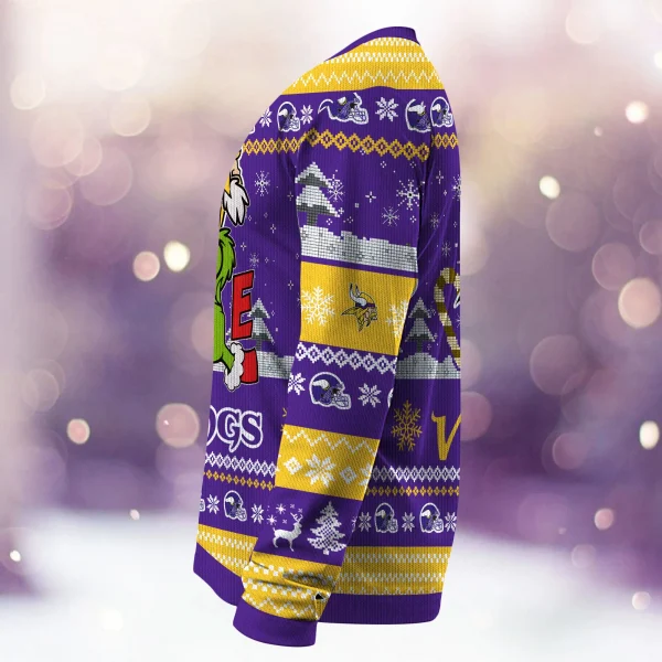 Minnesota Vikings NFL Grinch Love Knitted Sweater BGSWT992 - Image 3