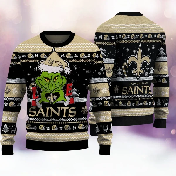 New Orleans Saints NFL Grinch Love Knitted Sweater BGSWT994