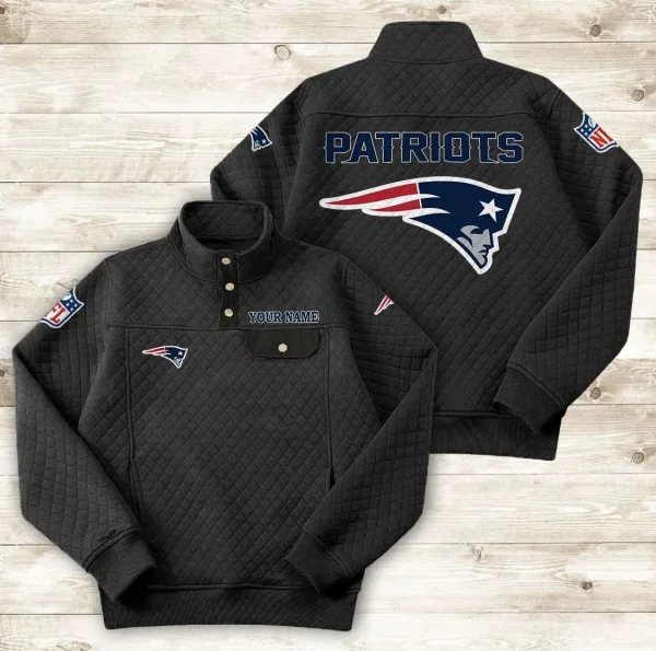 New England Patriots PURDL022 Button Stand-up Collar Sweatshirt