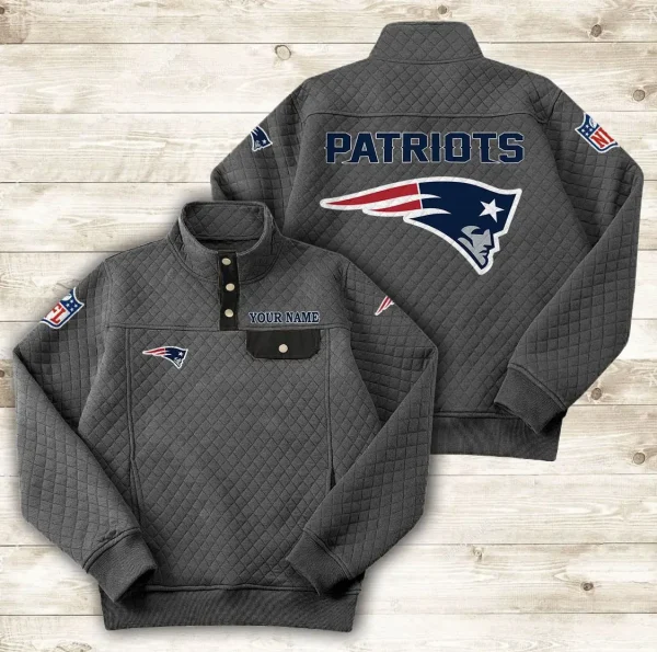 New England Patriots PURDL022 Button Stand-up Collar Sweatshirt - Image 2