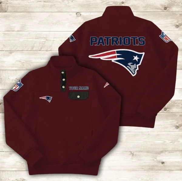 New England Patriots PURDL022 Button Stand-up Collar Sweatshirt - Image 3