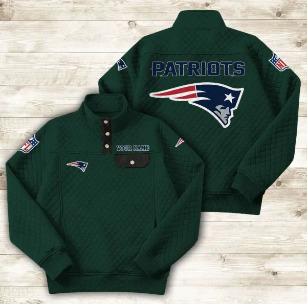 New England Patriots PURDL022 Button Stand-up Collar Sweatshirt - Image 7