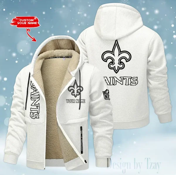 New Orleans Saints Hoodie Zip Velvet Coat ANZTZH056 - Image 2