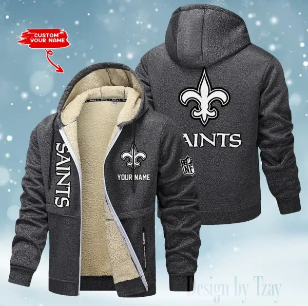 New Orleans Saints Hoodie Zip Velvet Coat ANZTZH056 - Image 5