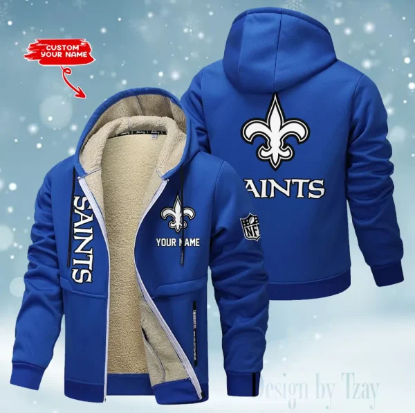 New Orleans Saints Hoodie Zip Velvet Coat ANZTZH056 - Image 9