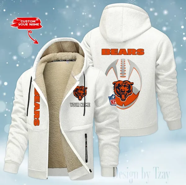 Chicago Bears Hoodies Zip Velvet Coat ANZTZH104 - Image 2