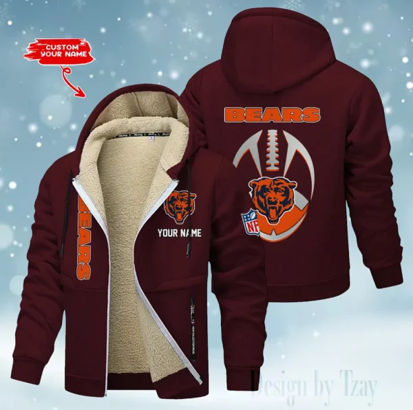 Chicago Bears Hoodies Zip Velvet Coat ANZTZH104 - Image 4