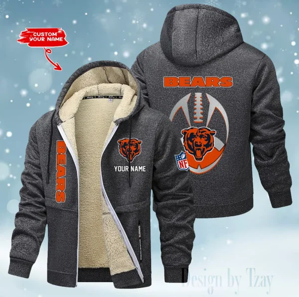 Chicago Bears Hoodies Zip Velvet Coat ANZTZH104 - Image 5