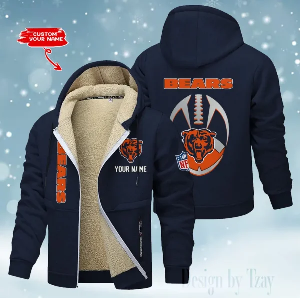 Chicago Bears Hoodies Zip Velvet Coat ANZTZH104 - Image 8