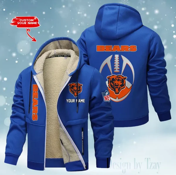 Chicago Bears Hoodies Zip Velvet Coat ANZTZH104 - Image 9