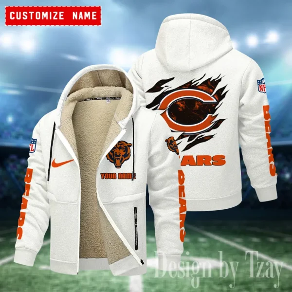 Chicago Bears Hoodies Zip Velvet Coat ANZTZH071 - Image 2