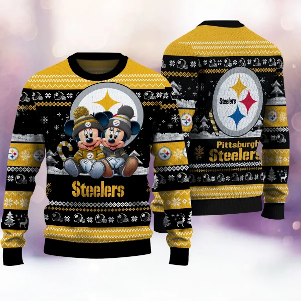 Pittsburgh Steelers NFL Mickey And Minnie Knitted Sweaters BGSWT1208