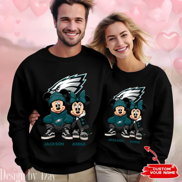 NFL Philadelphia Eagles Couple Sweater Custom Any Name Gifts For Fan BGRSW441 - Image 2