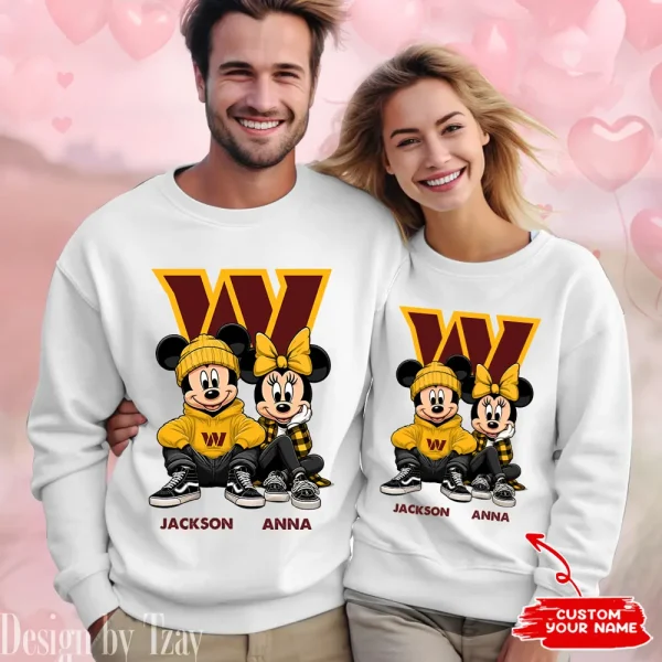 NFL Washington Commanders Couple Sweater Custom Any Name Gifts For Fan BGRSW447