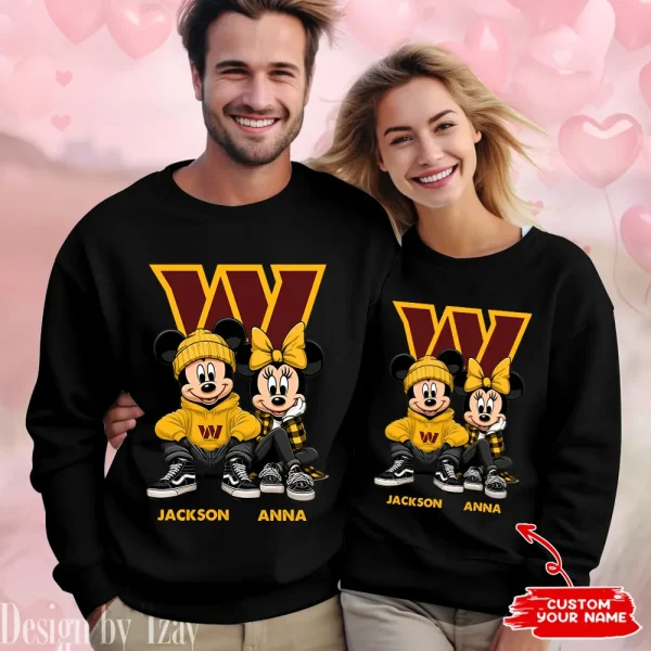 NFL Washington Commanders Couple Sweater Custom Any Name Gifts For Fan BGRSW447 - Image 2